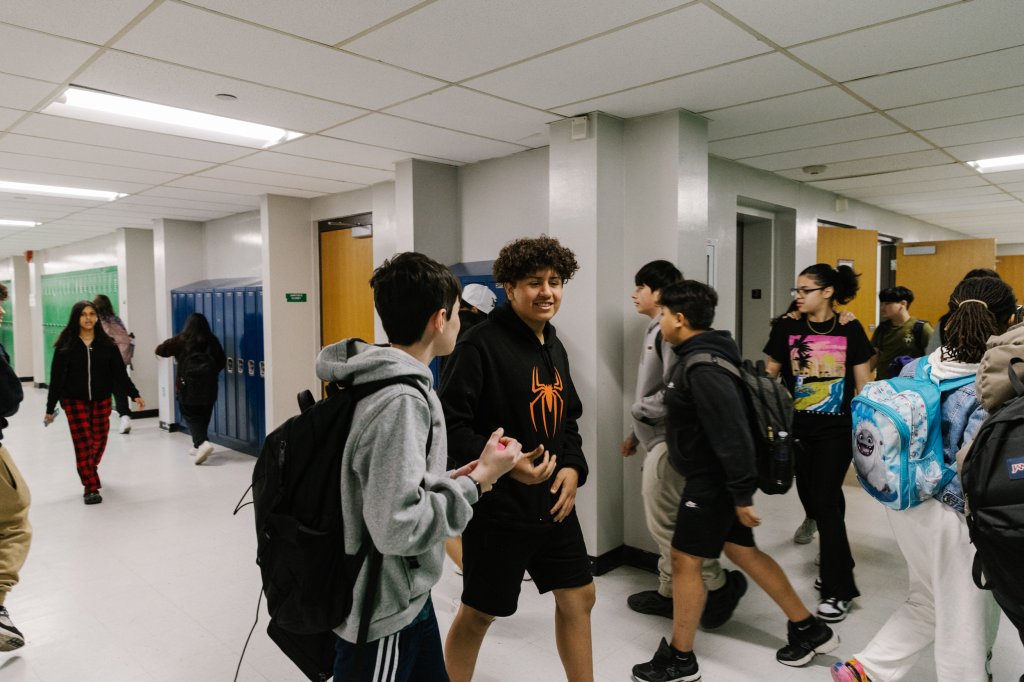 Photo of middle school students in hall