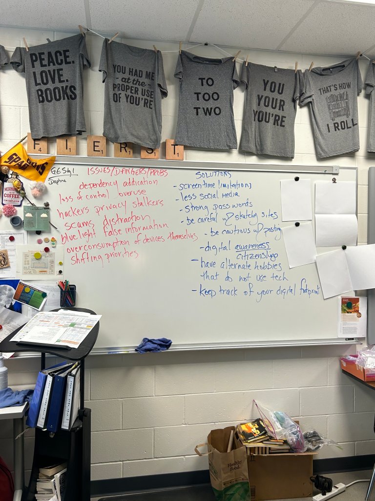 Photo of whiteboard in classroom